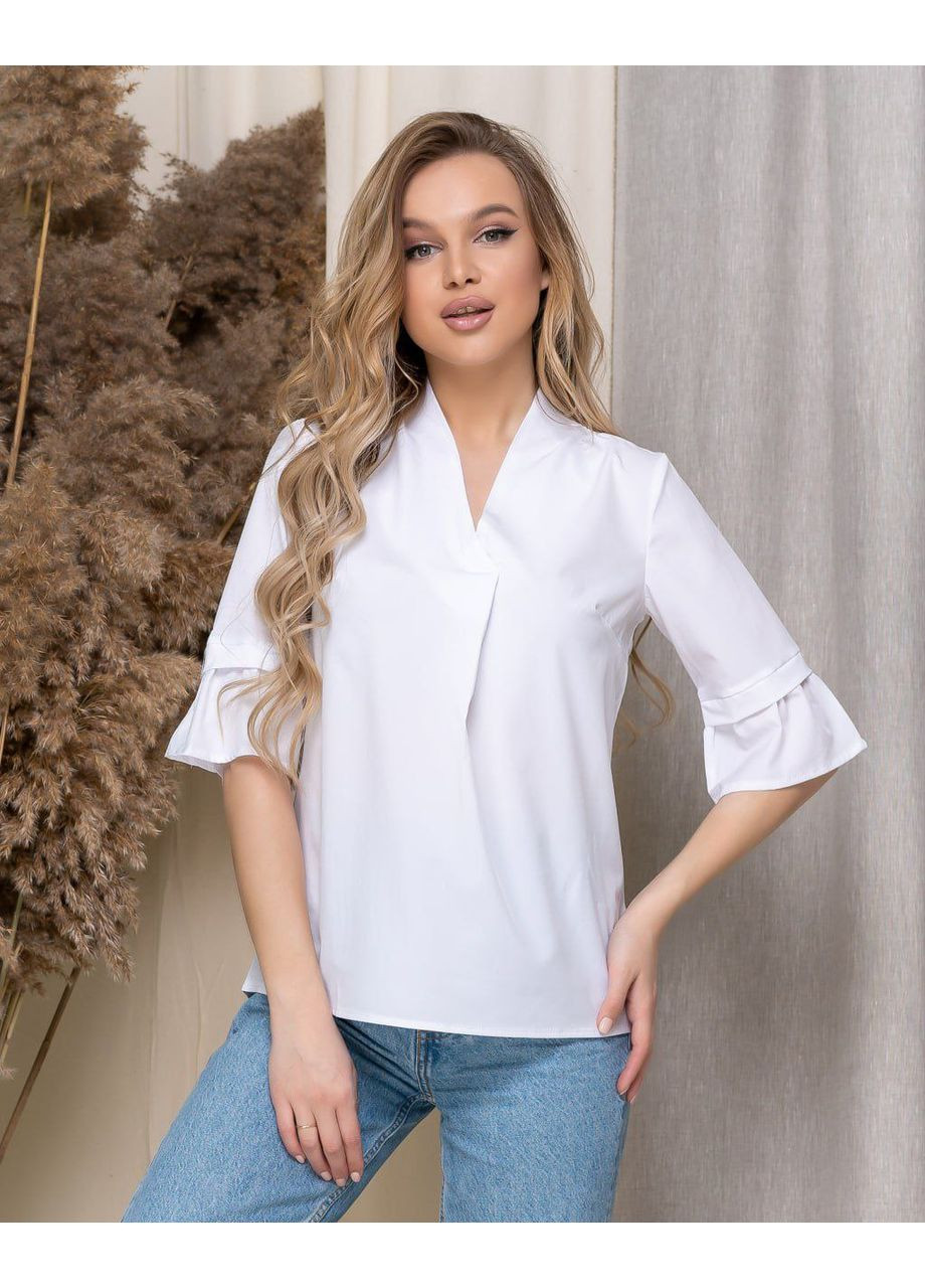Белая женская базовая блузка Fashion