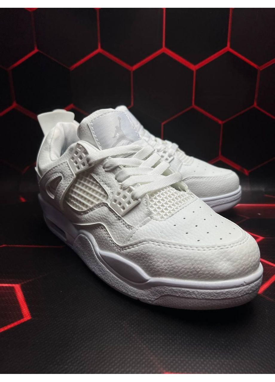 Белые демисезонные кроссовки мужские nike air jordan retro 4 full white v2 найк аир джордан No Brand