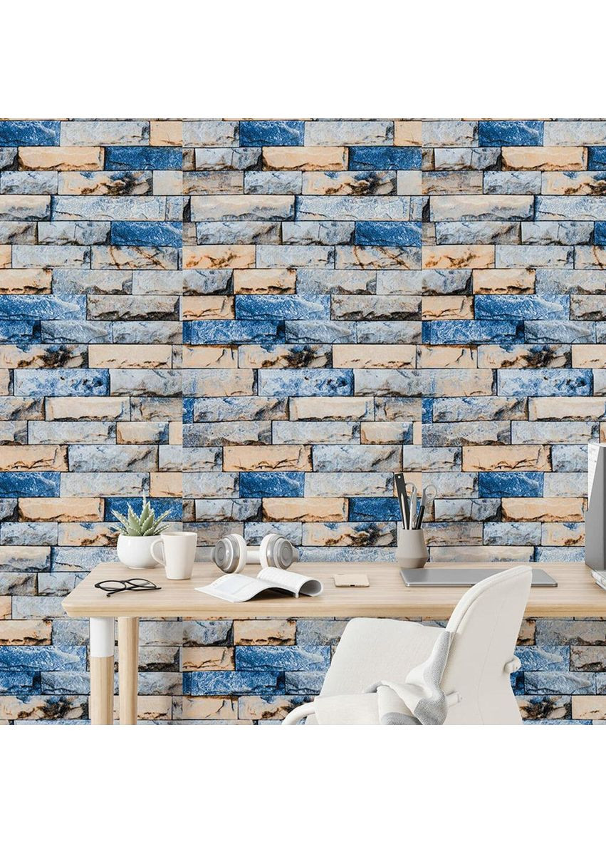 Самоклеящиеся обои 2800х500х2мм Сине-желтый катиринославский кирпич (D) love-shopping Sticker Wall (354658468)