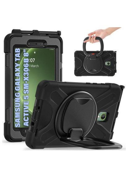 Чохол до планшета Heavy Duty Case With Stand Holder Samsung Galaxy Tab Active 5 SM-X306B 8" Black (710950) BeCover Heavy Duty Case With Stand Holder Samsung Galaxy T (366489563)