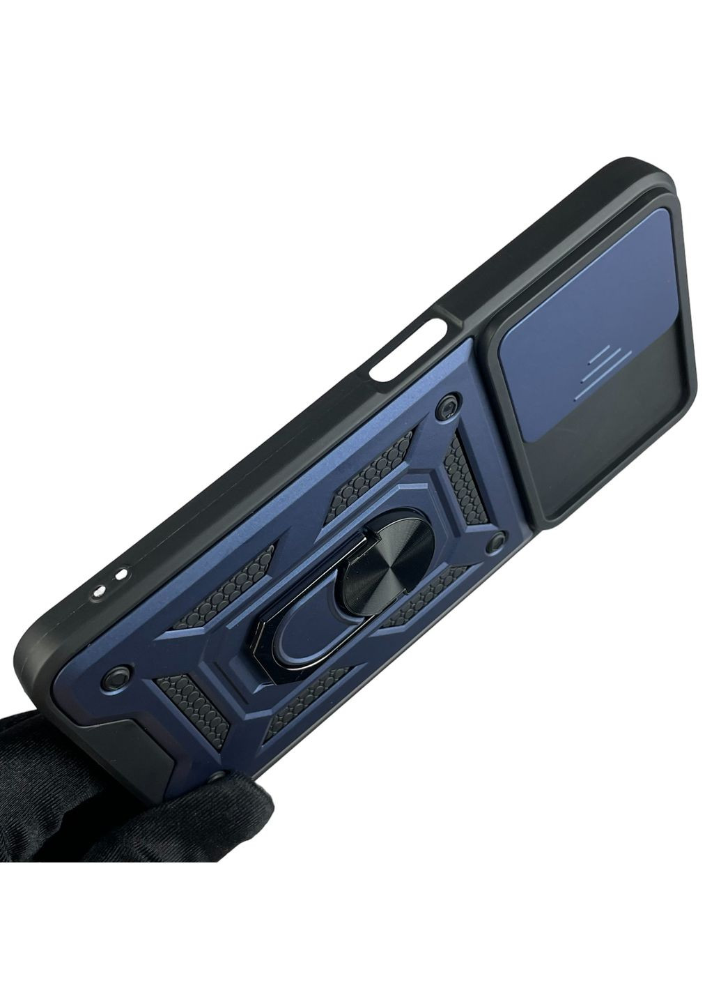 Чехол для A57 4G бронированный с кольцом со шторкой на камеру на оппо а57 4г тёмно-синий rg1 Oppo (366023130)