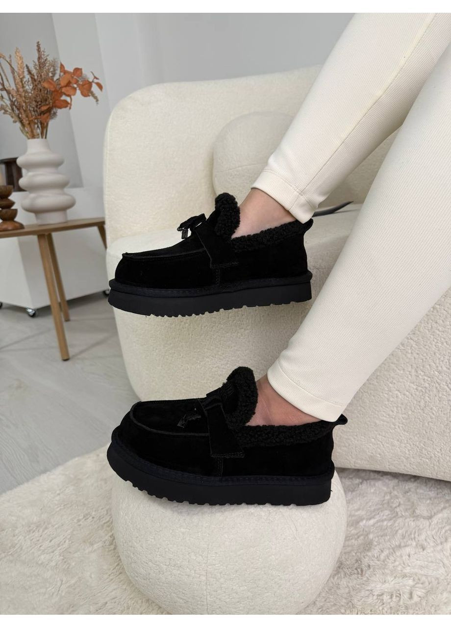 ITTS Лофери зимові автоледі натуральні лофери чорний з натуральна замша, китай — зима (370046212)