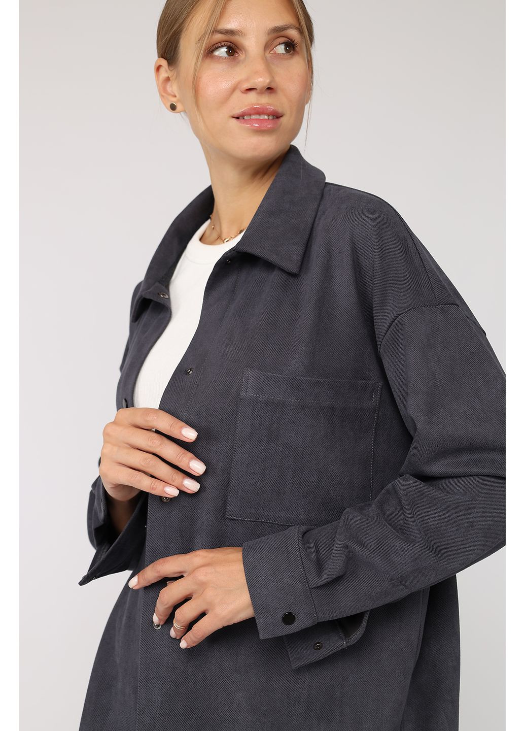 Жіноча сорочка з довгим рукавом колір темно-сірий ЦБ-00282916 Yuki (361305111)