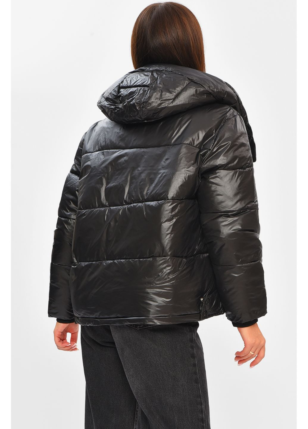 Чорна демісезонна куртка жіноча демісезонна чорного кольору Let's Shop