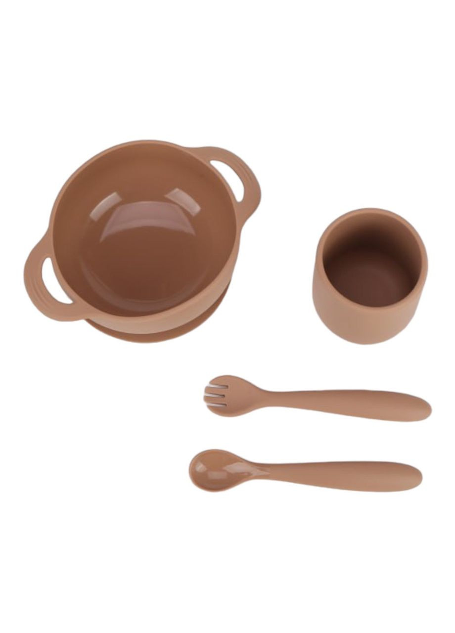 Набор силиконовой посуды Grey силиконовая тарелка на присоске, кружка и приборы, 4 предмета oldbro (315797458)