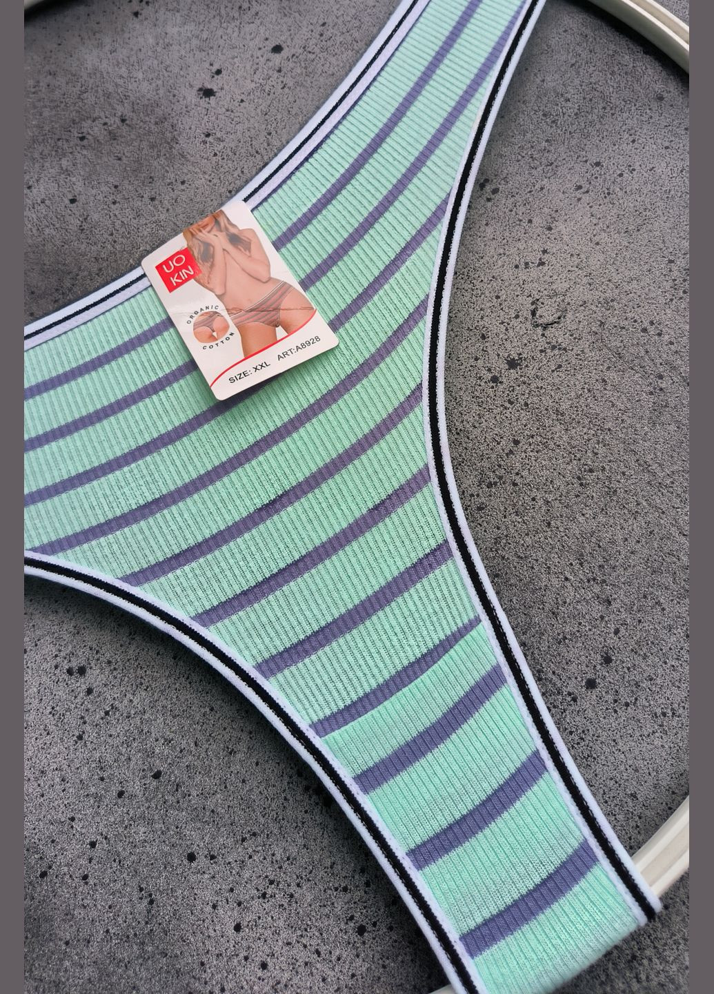 Хлопковые трусы стринги рубчик UOKIN Стрінги смужка (334012295)