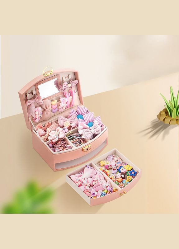 Скринька SP-01279 Pink для прикрас і ювелірних виробів дворівнева з дзеркалом і ручкою 2 шт. Casegrace (352012277)