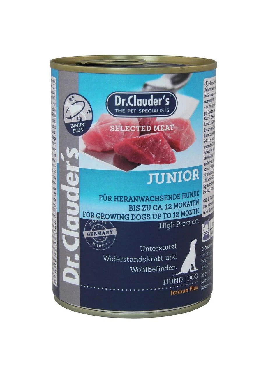Влажный корм для щенков Selected Meat Junior, говядина, свинина, курица, 400 г Dr.Clauder's (362914732)