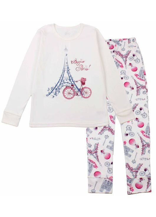 Молочна піжама для дівчинки paris молочна Flamingo