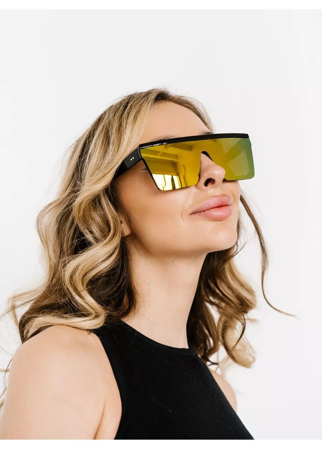 Солнцезащитные очки унисекс маска Space зеркальные оранжевые No Brand (312353989)