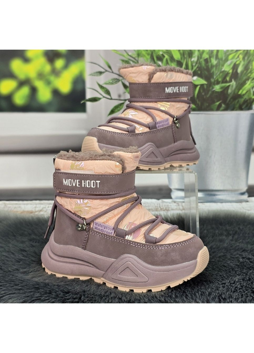 Черевики дутики дитячі для дівчинки рожеві зимові на овчині Tom.M (369377431)