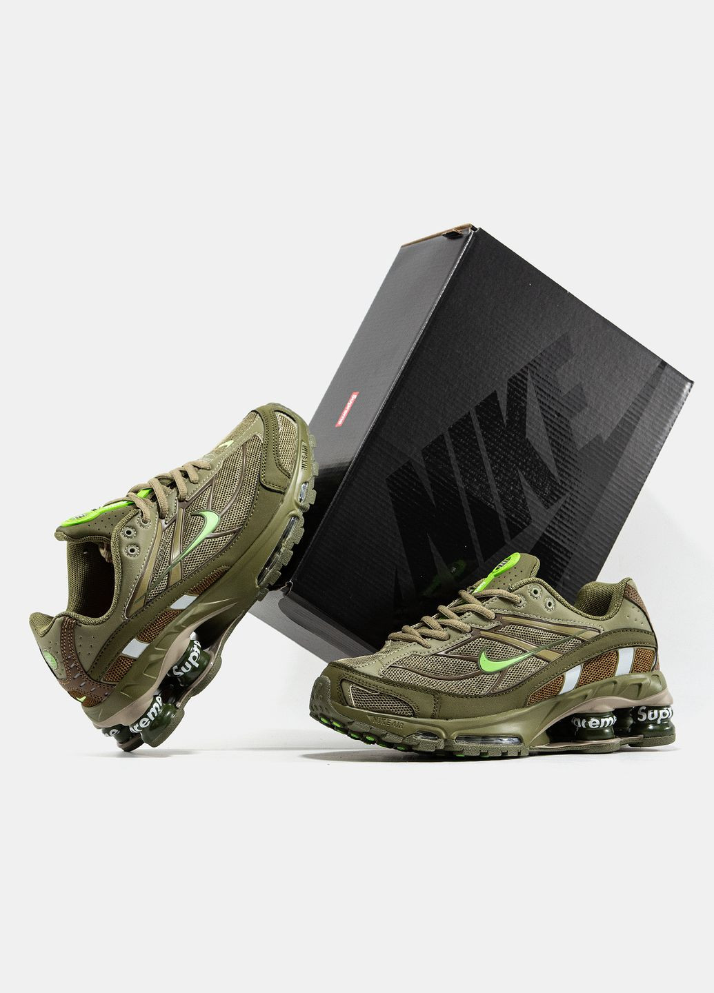 Кроссовки женские и мужские Nike Shox Ride 2 SP x Supreme khaki | Найк Шокс Райд 2 СП хаки No Brand хаки демисезоны (344464625)