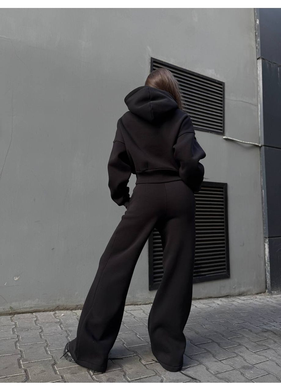 Женский теплый костюм с капюшоном черного цвета 35155 Fashion (363318302)
