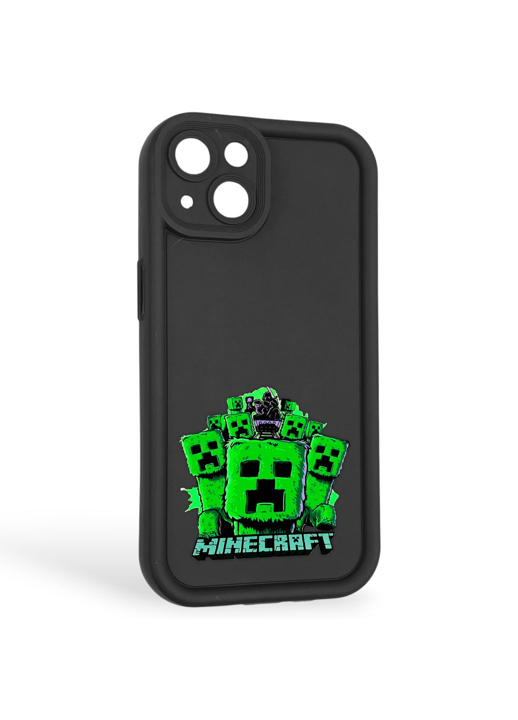 Чехол силиконовый Soft Touch с 3D принтом Майнкрафт для iPhone 13 черный (Полная защита камеры) Apple (373424962)