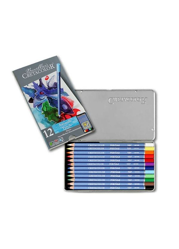 Набір акварельних олівців Marino 12 кольорів металевий пенал (90524012) No Brand (342752163)