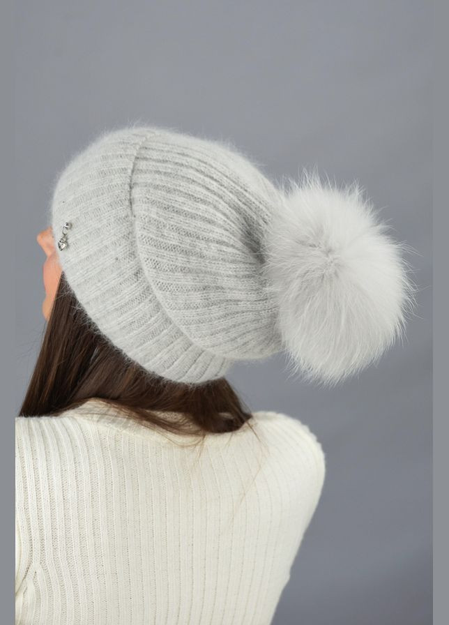 Женская вязаная шапка с отворотом и бубоном Пеппи Braxton (325403882)