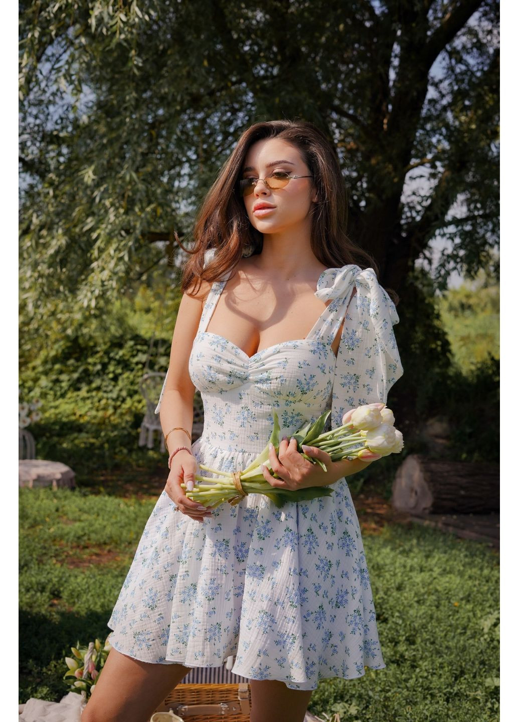 Блакитна кежуал сукня Larionoff з квітковим принтом