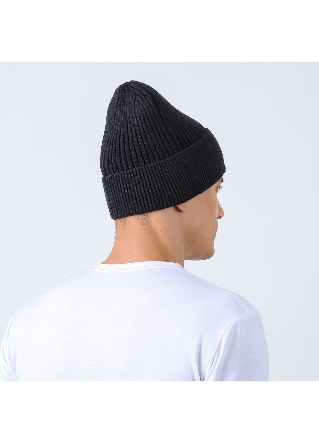 Шапка біні чоловіча бавовна синя АНРІ 330-351 LuckyLOOK 330-351M (351856192)