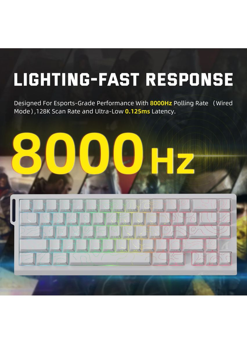 Беспроводная магнитная клавиатура X68PRO HE White, Bluetooth/2.4GHz Wireless/Type-C (Tri-mode) ATTACK SHARK (366089088)