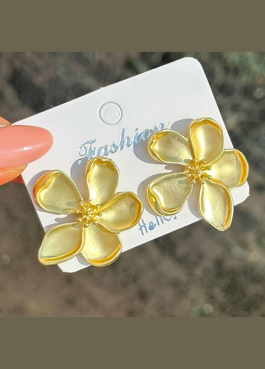 Жіночі металеві сережки-гвоздики Квітка (Золоті) YRE (329726163)