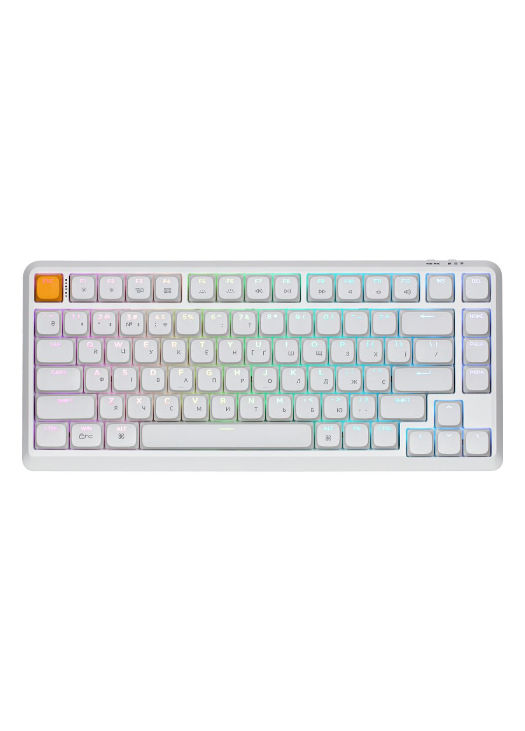 Клавиатура механическая J1 82Key, K pro Brown, WL/BT/USB-A, QMK, Hot-swap, EN/UKR, RGB, белый Keychron (371633201)