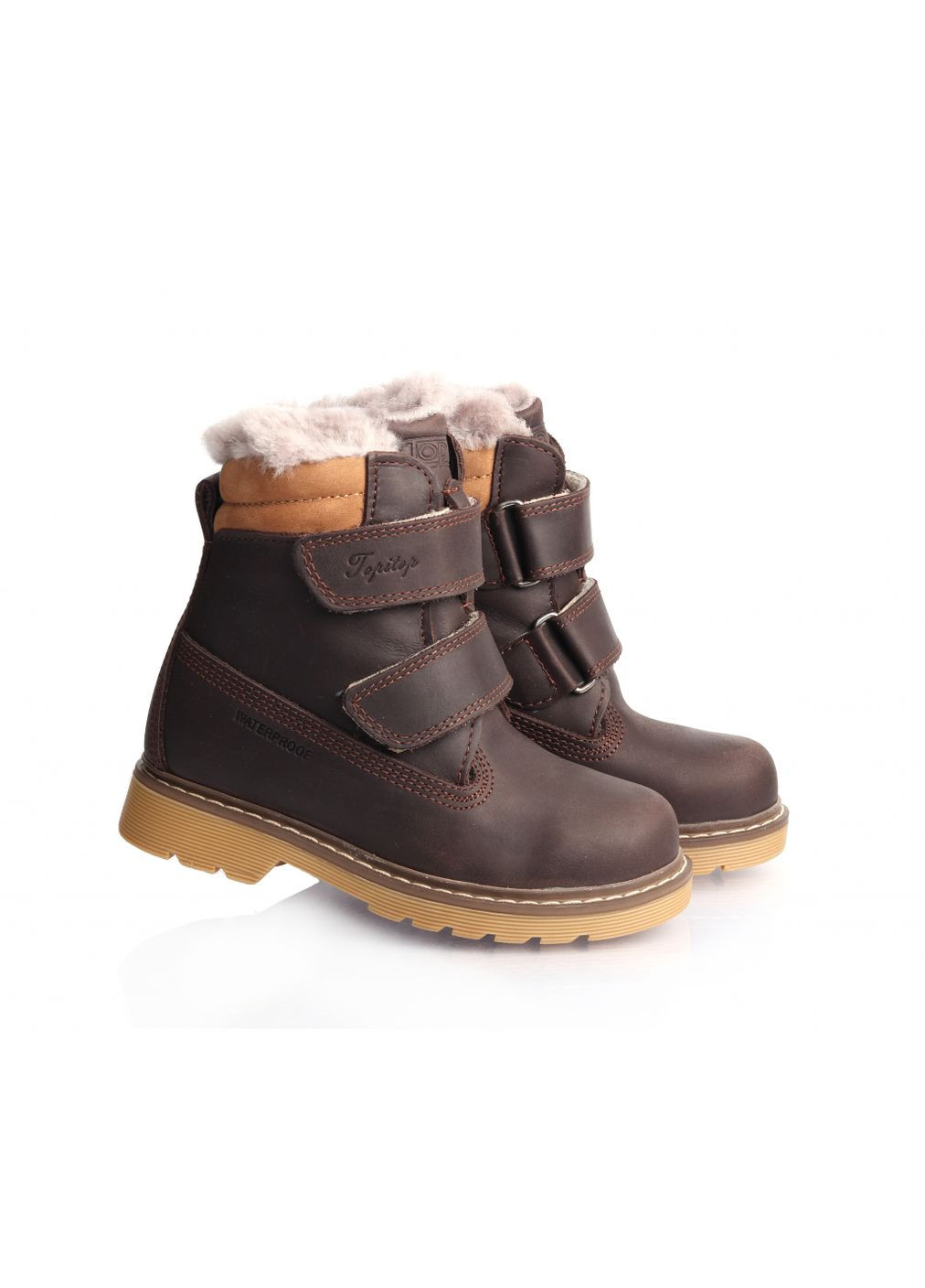 Коричневые зимние ботинки зимние 1028 для мальчиков черные. размер 26 Topitop