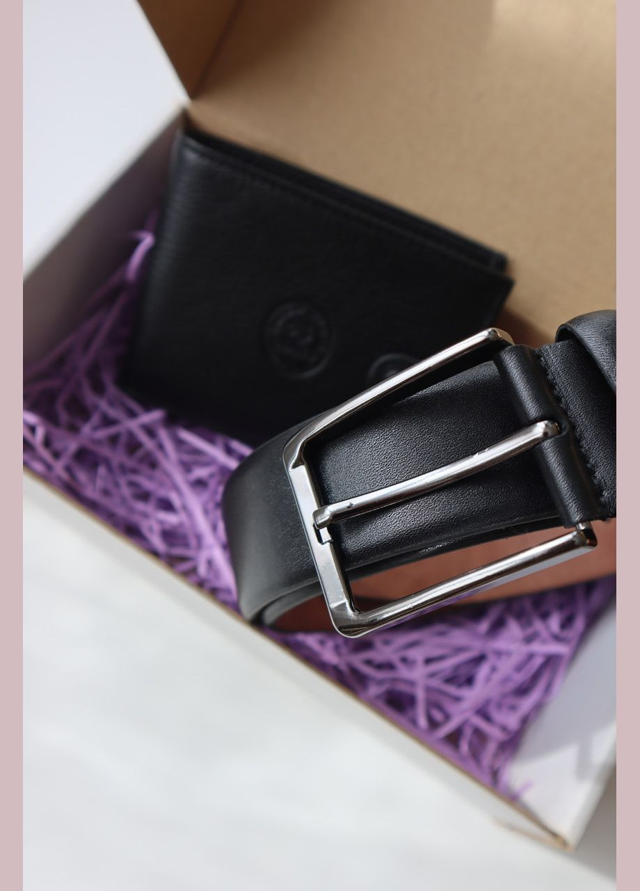 Подарочный набор кошелек на кнопке, ремень мужской натуральная кожа 604002 No Brand (303810669)