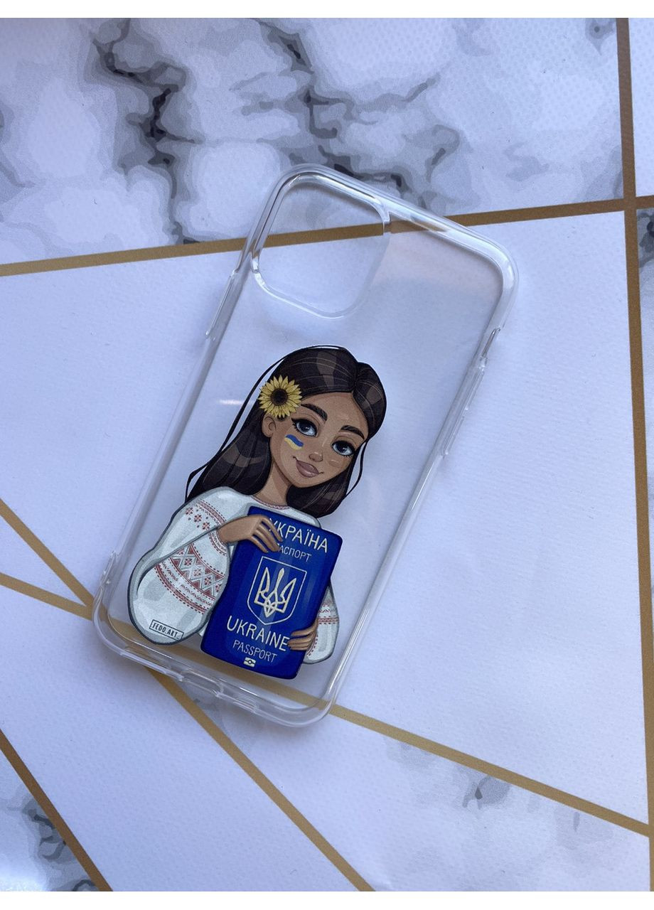 Прозорий чохол для Apple iPhone 11 Pro (5,8) з патріотичним дизайном "Дівчина з паспортом" принт 12 Creative (359495314)