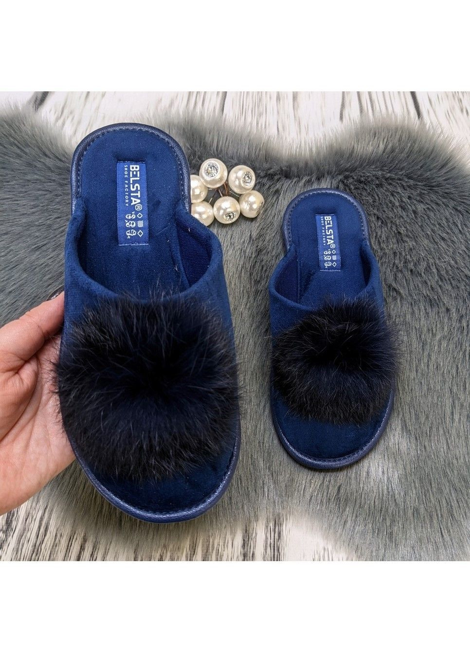 Синие тапочки домашние женские Белста