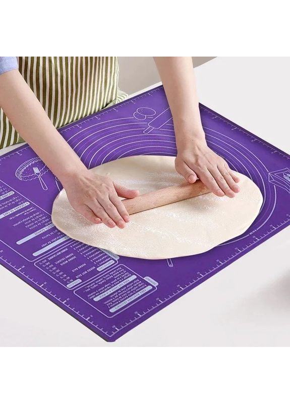 Силіконовий килимок з розміткою для розкатування тіста 60×45 см для випічки Фіолетовий No Brand (357490235)