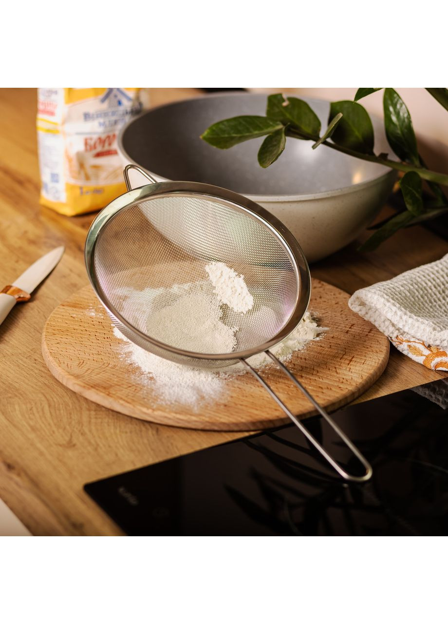 Сито дуршлак с ручкой 20 см мелкоячеистая сетка из нержавеющей стали Jooki (358705938)