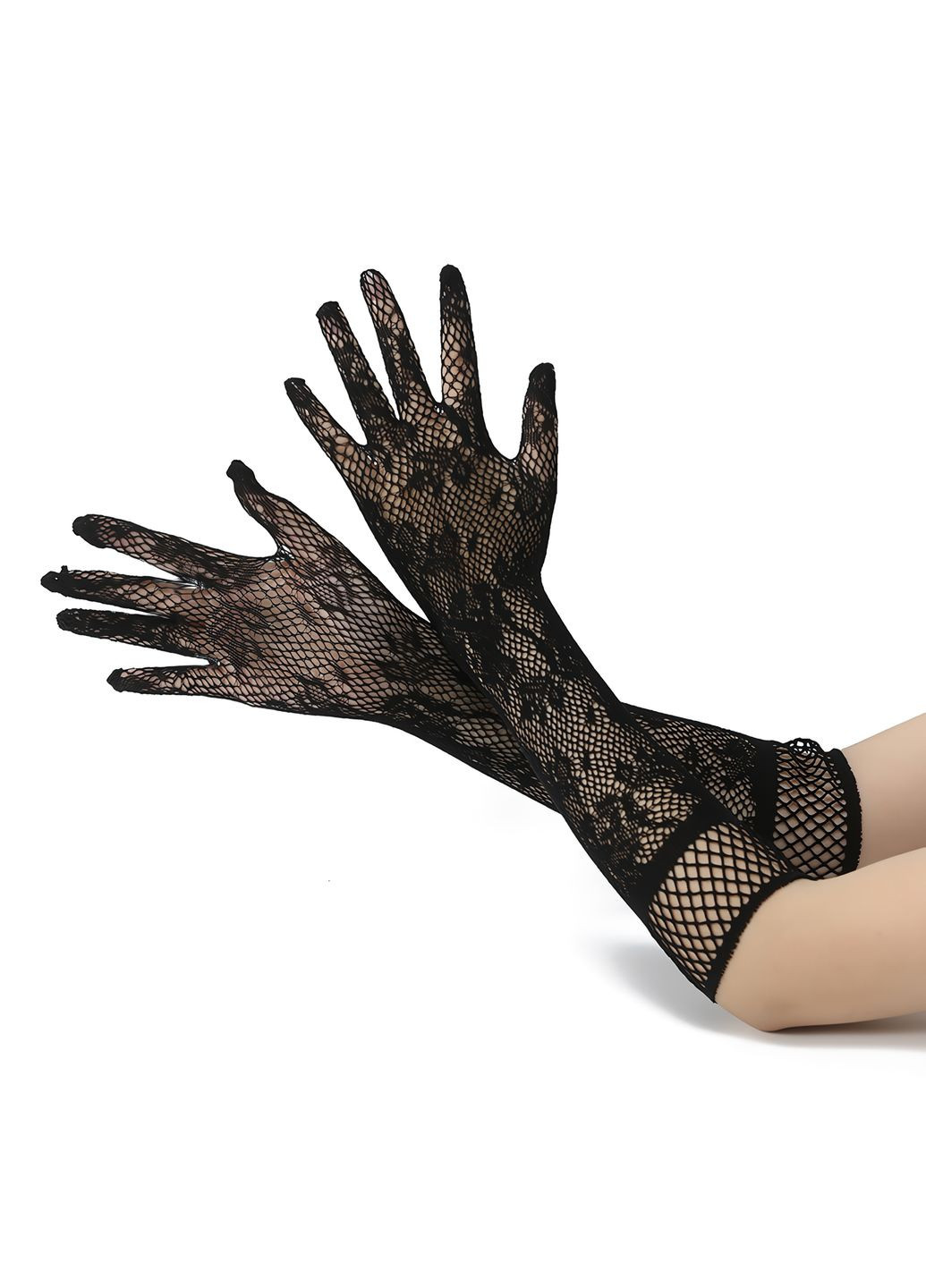 Довгі мереживні гіпюрові рукавички XS-M No Brand (368892500)