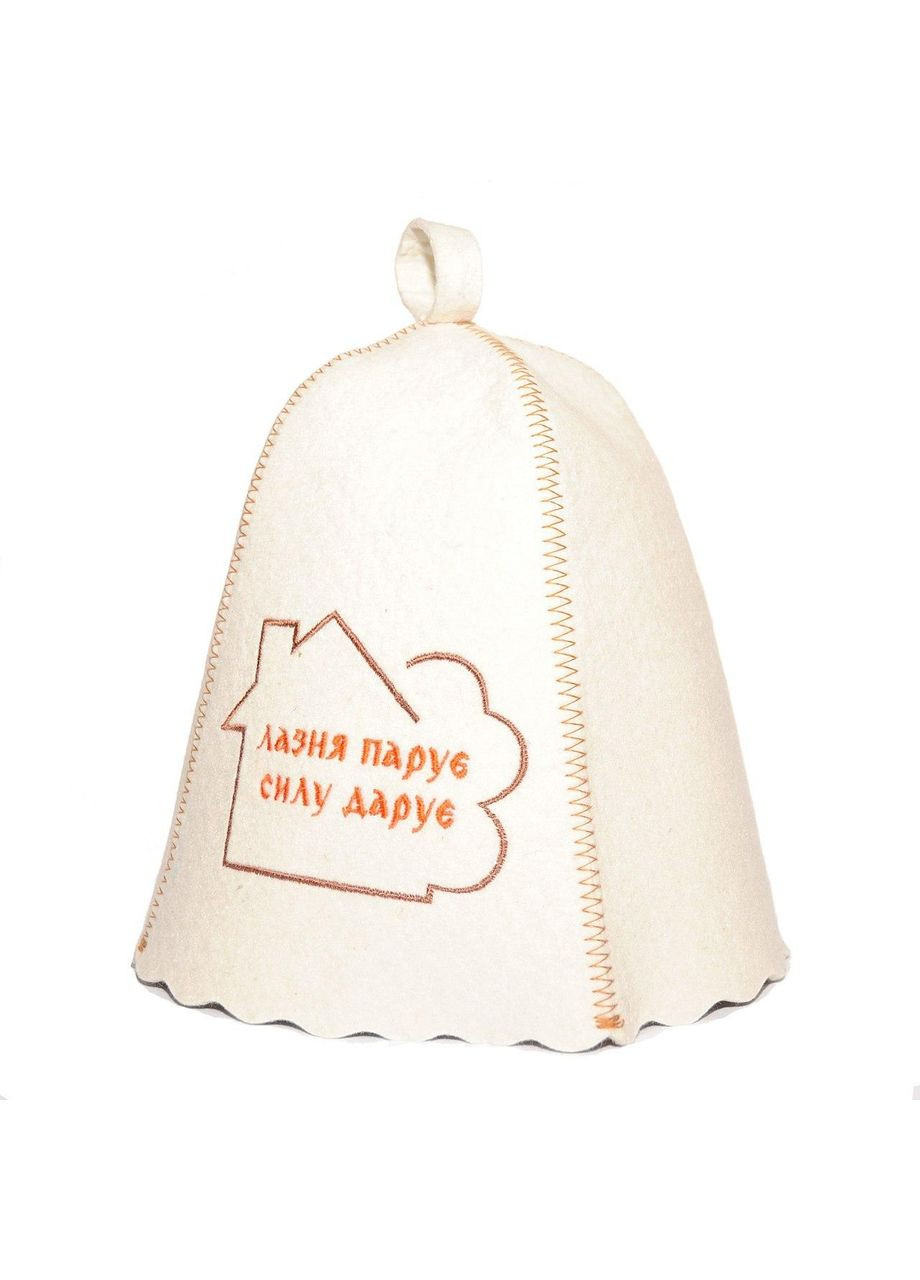 Шапка для лазні "Лазня парує силу дарує" натуральна повсть білий (LС-38) Luxyart (307400329)