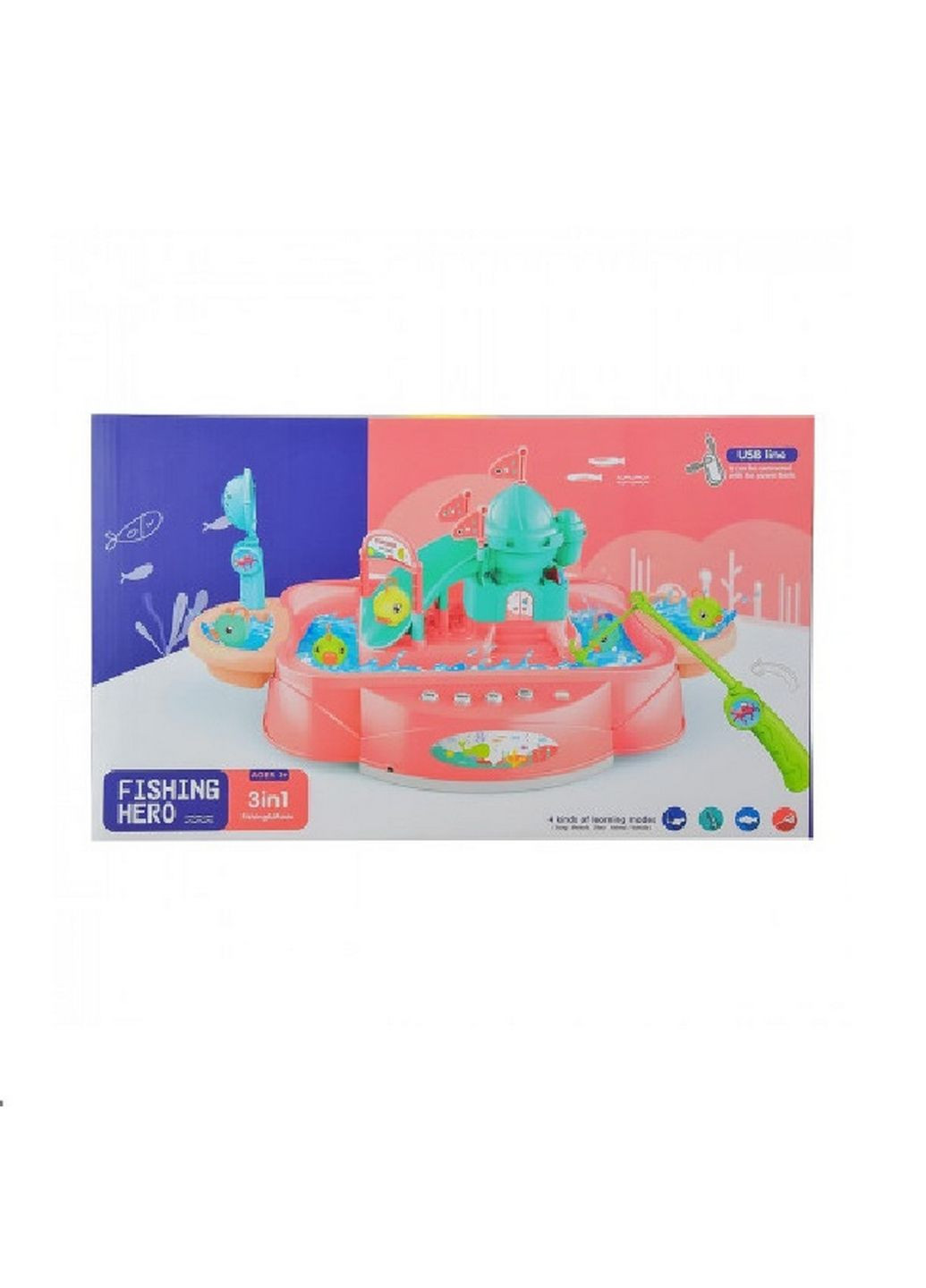 Ігровий набір "Рибалка 3 в 1". Мелодії, музика, резервуар для води 48х10х29 см Fishing Roi (289369668)