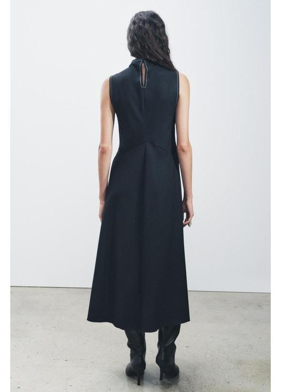 Синя сукня міді zw collection зі строчками Zara