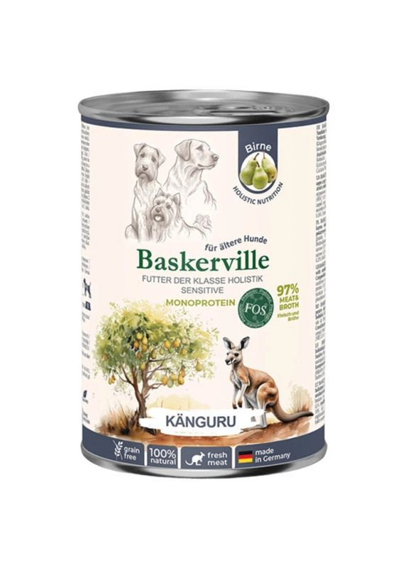 Кенгуру. Полнорационный влажный корм класса холистик для собак с чувствительным пищеварением и пожилых собак, 800 г Baskerville (368894045)