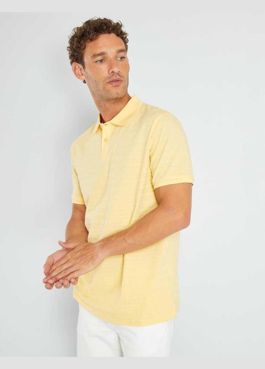 Желтая футболка-поло лето,желтый, для мужчин Kiabi
