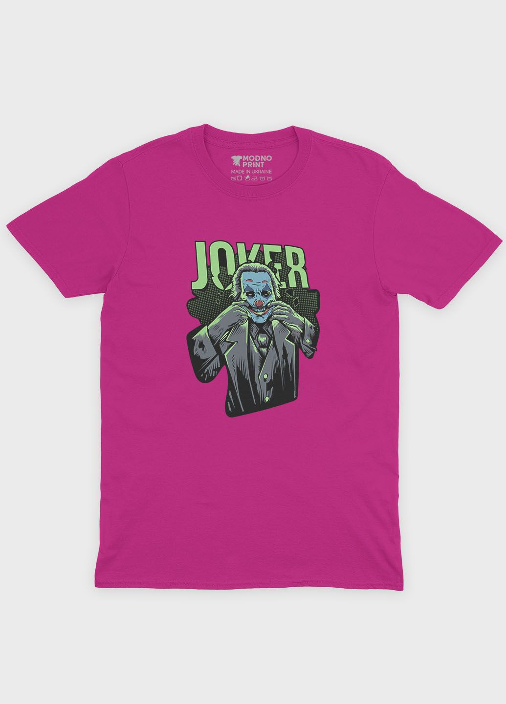 Рожева демісезонна футболка для хлопчика з принтом суперзлодія - джокер (ts001-1-fuxj-006-005-018-b) Modno