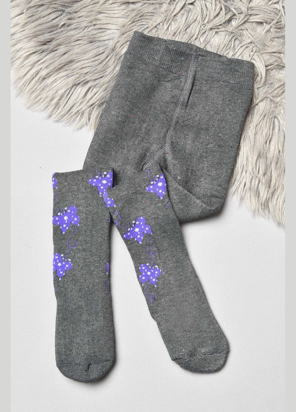 Колготи дитячі махрові для дівчинки темно-сірого кольору з малюнком Let's Shop (304024355)