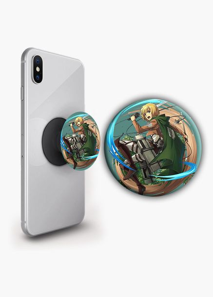 Тримач для телефону PopSockets Аніме Атака Титанів #021 Чорний No Brand (304508011)