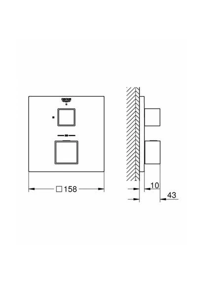 Смеситель скрытого монтажа GROHTHERM CUBE, хром, латунь Grohe (401624485)