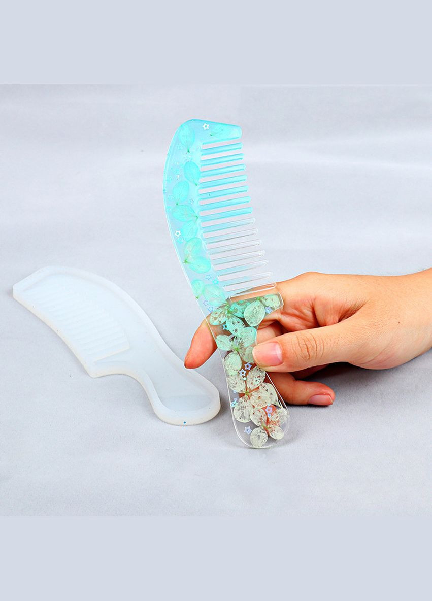 Форма силіконова для смоли Молд гребінець для волосся Білий 180 мм x 53 мм x 6.2 мм WG42452-02 Finding (328265379)