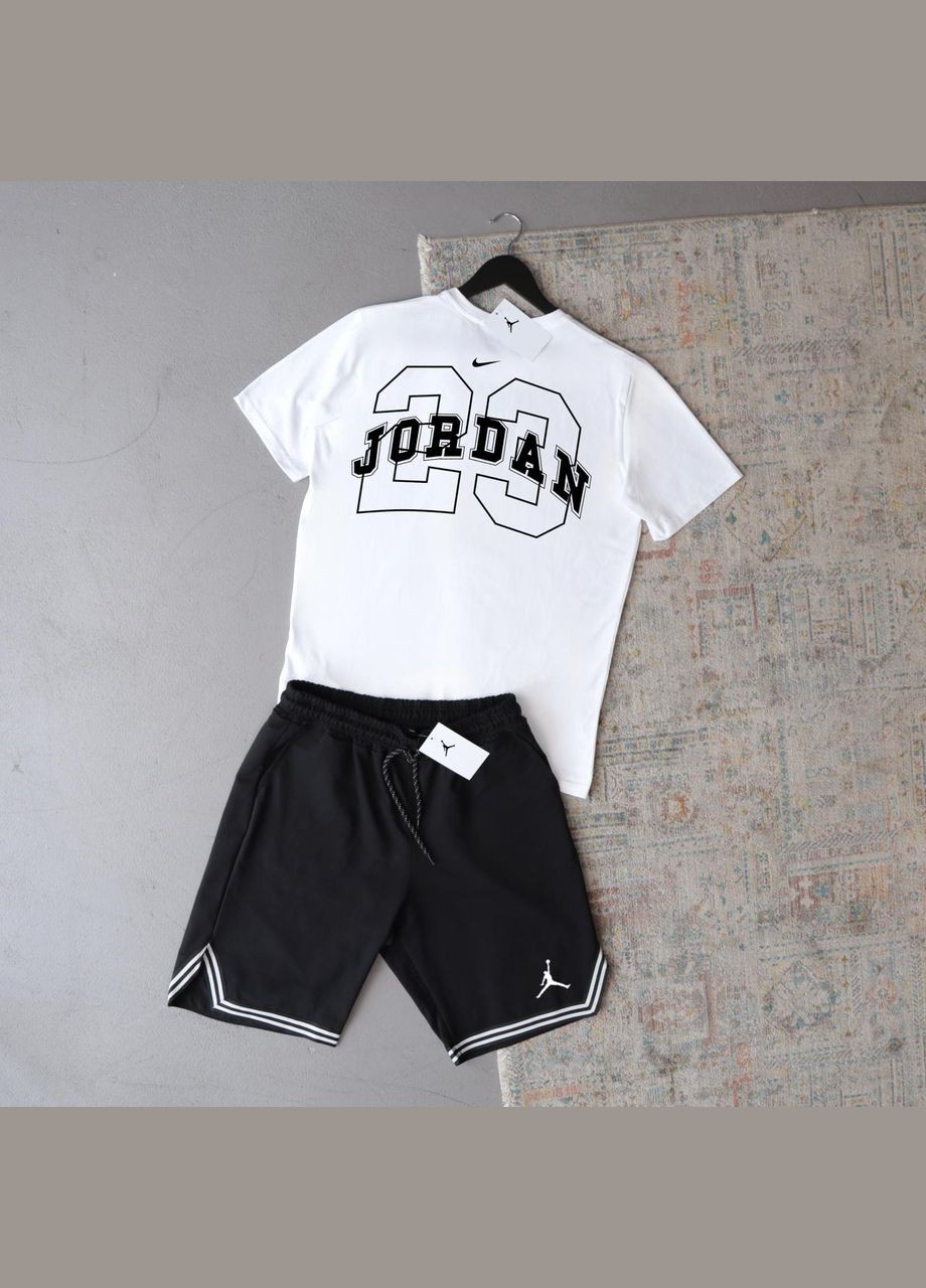 Білий костюм jordan шорти та футболка,дтф друк No Brand