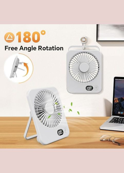 Вентилятор настольный аккумуляторный USB с дисплеем, портативный бездротовой Hofmy Po Fanu (351563221)