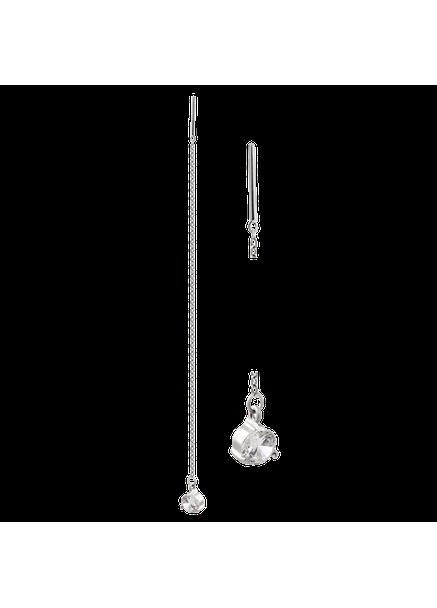 Срібні сережки протяжки Камінчик на ланцюжку з білими фіанітами Каштан (342334685)