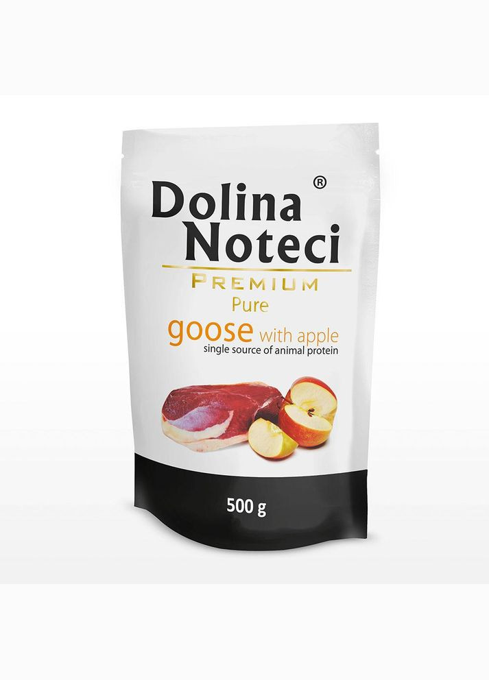 Гіпоалергенний вологий корм для собак з м'ясом гусака та яблуком Premium Pure 500 г (5902921300908) Dolina Noteci (316476367)