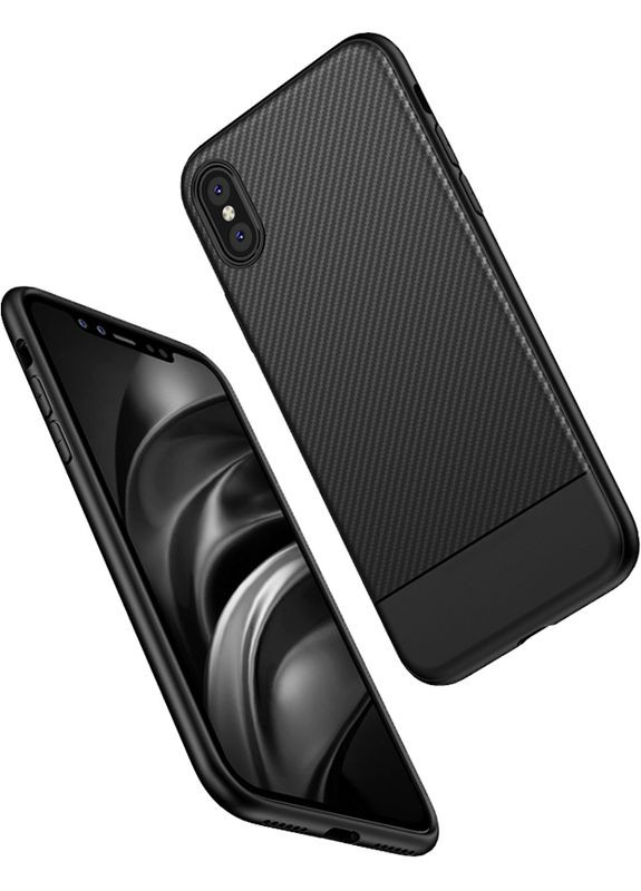 Чехолнакладка Carbon Fiber Series/Soft TPU Case iPhone XS Max Black iPaky (301780580)