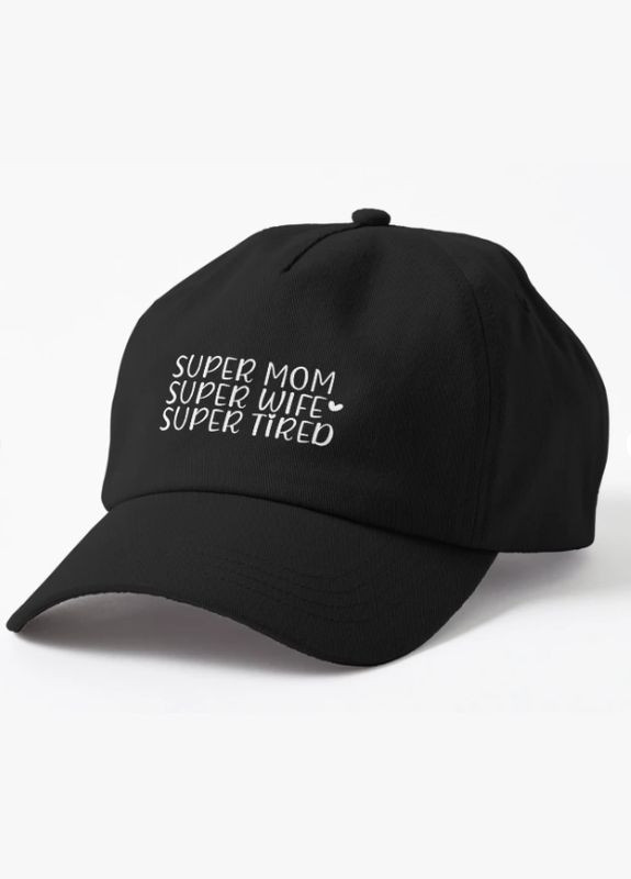 Кепка Унисекс с принтом Super mom super wife super tired для мамы Malfini (318407254)