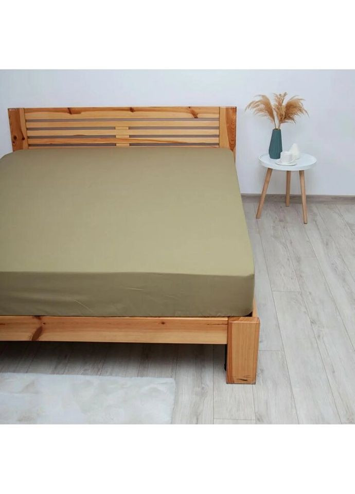 Простынь-чехол на резинке евро Вдохновение 2-04071-28104 215х240 см оливковая ТЕП (327791374)