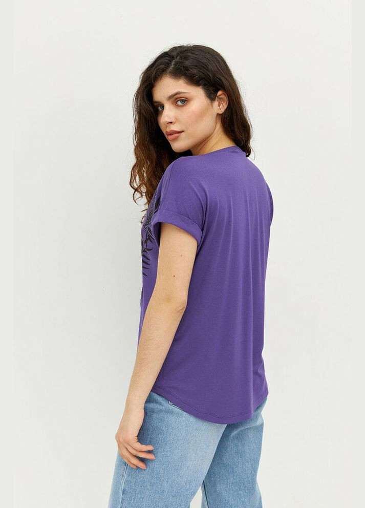 Жіноча футболка фіолетова трикотажна MKRM4091-1 Modna KAZKA - (336934171)
